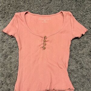 Aeropostale Women's Short Sleeve Top in Soft Pink